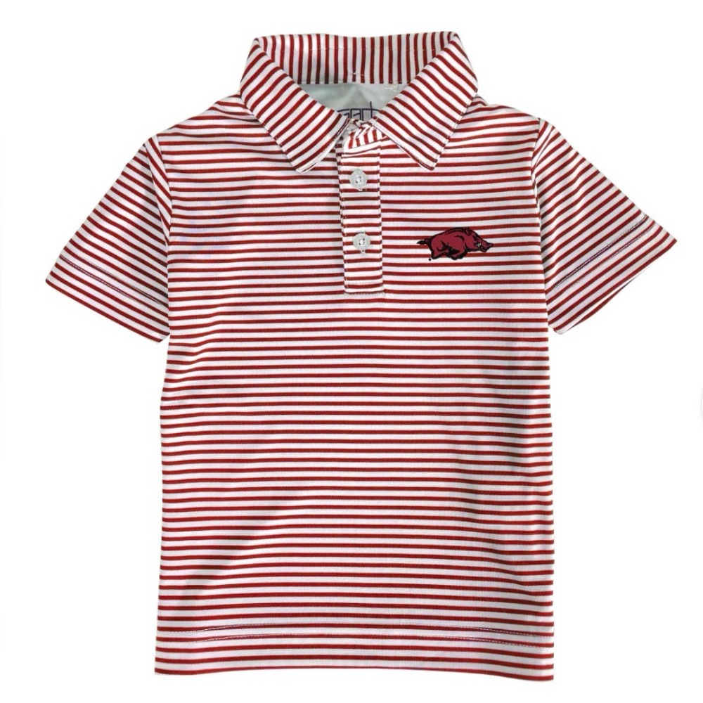 Toddler Garb Kids Arkansas Razorback Red Striped Polo Shirt